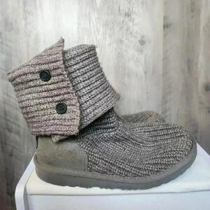 UGG Classic Cardy Women's Grey Knit Boots Size 5